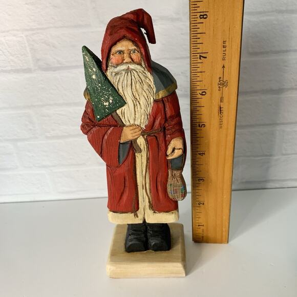 Vintage Crate Prospects Santa Figure Teresa Olson Wood Hand Carved 8" Figurine - Picture 5 of 6